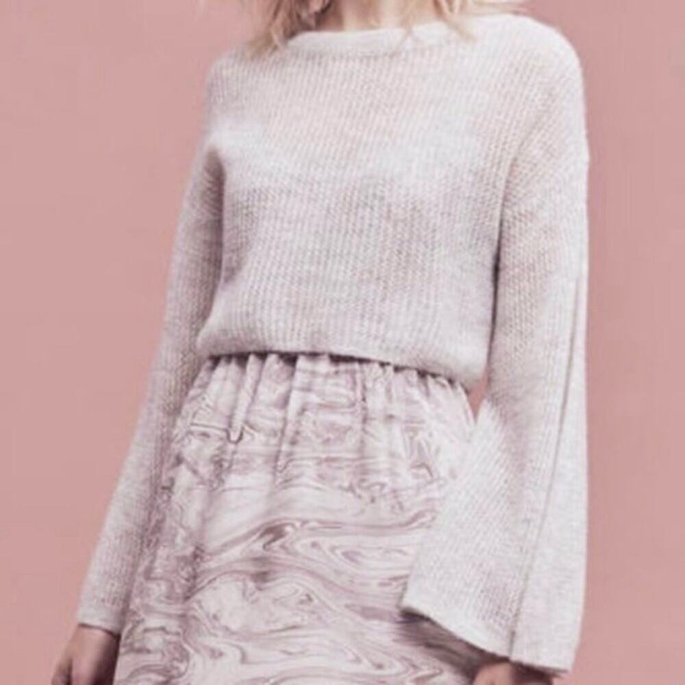 Anthropologie on Snow Bell Sleeve Cropped Alpaca Sweater in Gray Women's XS $178